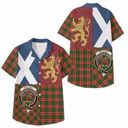 ScotsTee Shop Scottish Pollock Crest Tartan Kid Hawaiian Shirt Lion Rampant Saltire Style