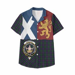 ScotsTee Shop Scottish Urquhart Crest Tartan Kid Hawaiian Shirt Lion Rampant Saltire Style