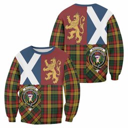 ScotsTee Shop Buchanan Crest Tartan Sweatshirt with Lion Rampant Saltire Style
