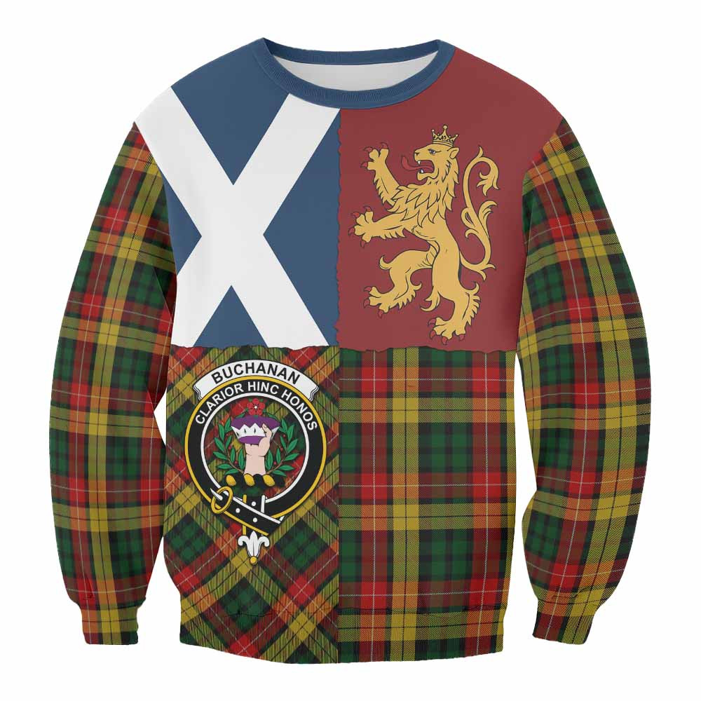 ScotsTee Shop Buchanan Crest Tartan Sweatshirt with Lion Rampant Saltire Style