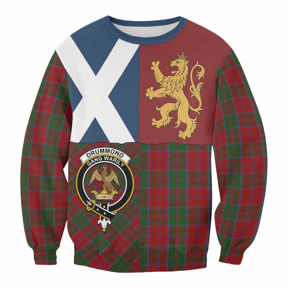 ScotsTee Shop Drummond Crest Tartan Sweatshirt with Lion Rampant Saltire Style