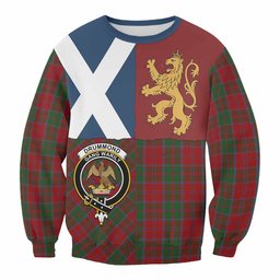 ScotsTee Shop Drummond Crest Tartan Sweatshirt with Lion Rampant Saltire Style