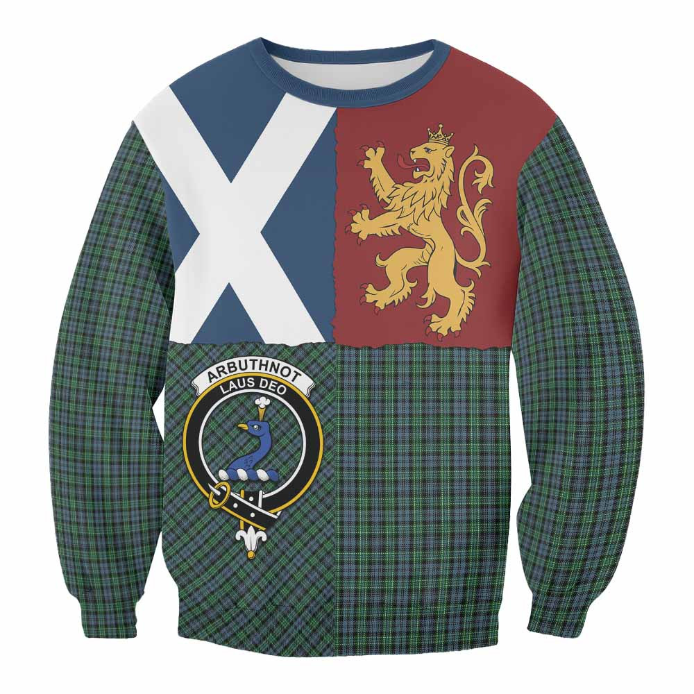 ScotsTee Shop Arbuthnot Crest Tartan Sweatshirt with Lion Rampant Saltire Style