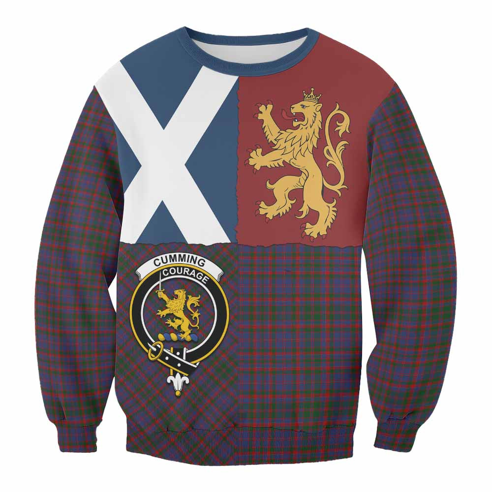 ScotsTee Shop Cumming Crest Tartan Sweatshirt with Lion Rampant Saltire Style