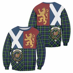 ScotsTee Shop Baillie (Bailey) Crest Tartan Sweatshirt with Lion Rampant Saltire Style