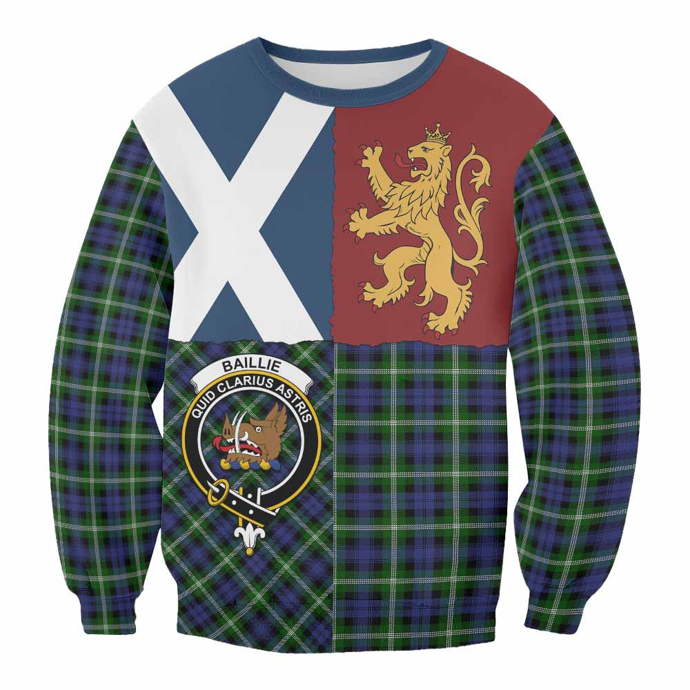 ScotsTee Shop Baillie (Bailey) Crest Tartan Sweatshirt with Lion Rampant Saltire Style