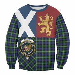 ScotsTee Shop Baillie (Bailey) Crest Tartan Sweatshirt with Lion Rampant Saltire Style