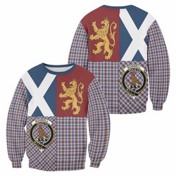 ScotsTee Shop Boswell Crest Tartan Sweatshirt with Lion Rampant Saltire Style