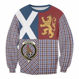 ScotsTee Shop Boswell Crest Tartan Sweatshirt with Lion Rampant Saltire Style