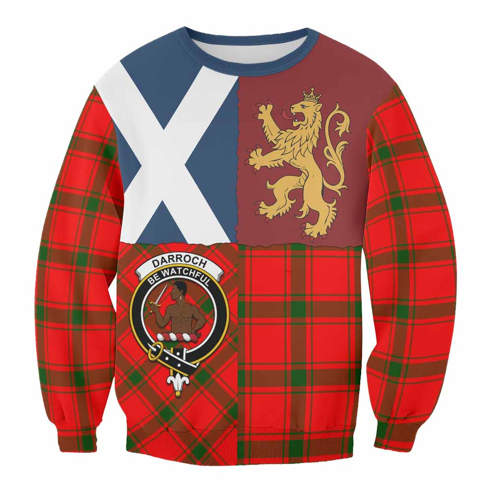 ScotsTee Shop Darroch Crest Tartan Sweatshirt with Lion Rampant Saltire Style