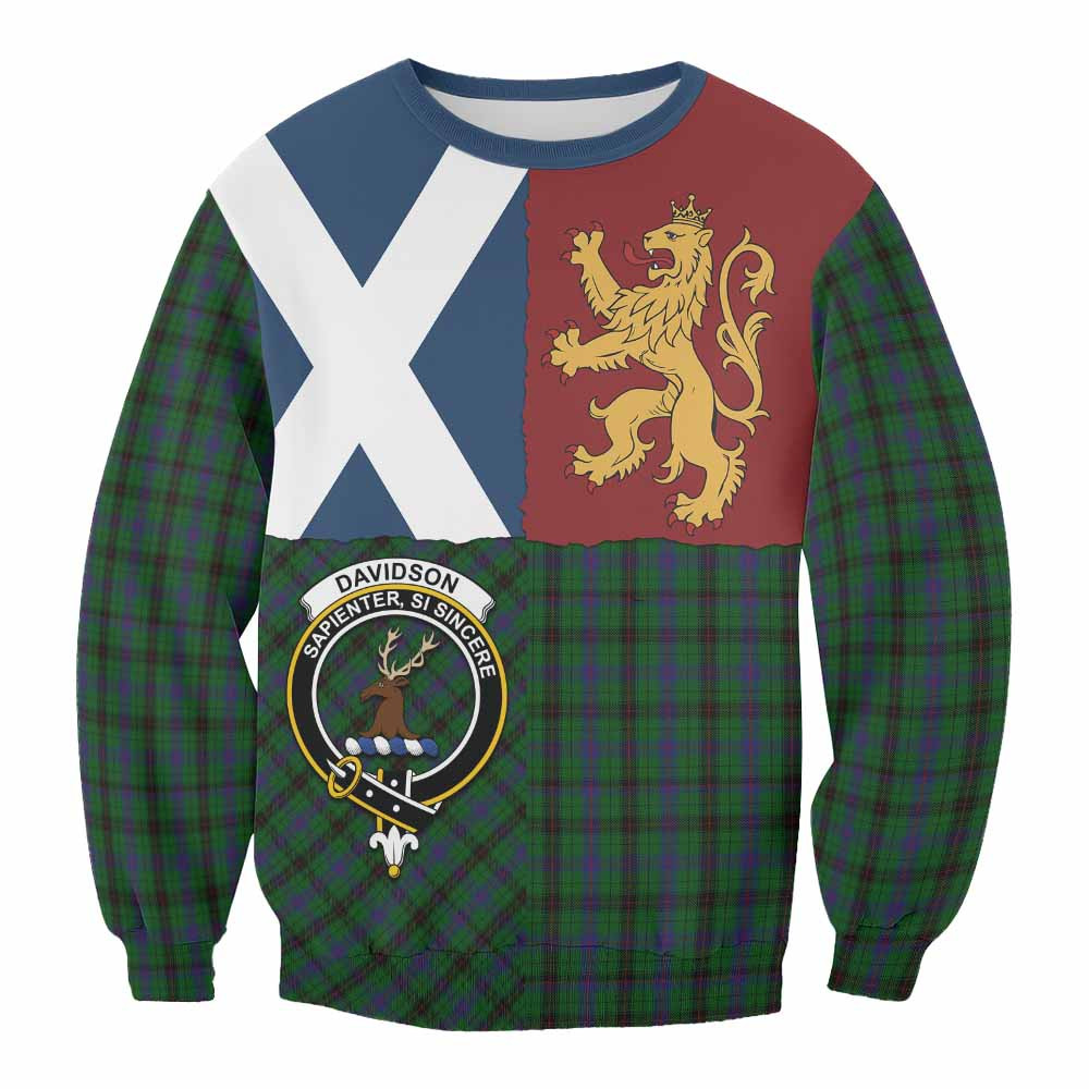 ScotsTee Shop Davidson Crest Tartan Sweatshirt with Lion Rampant Saltire Style