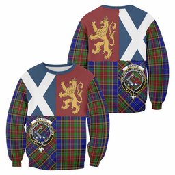 ScotsTee Shop Beattie (Beatty) Crest Tartan Sweatshirt with Lion Rampant Saltire Style