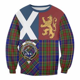 ScotsTee Shop Beattie (Beatty) Crest Tartan Sweatshirt with Lion Rampant Saltire Style