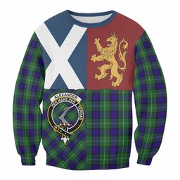 ScotsTee Shop Alexander Crest Tartan Sweatshirt with Lion Rampant Saltire Style