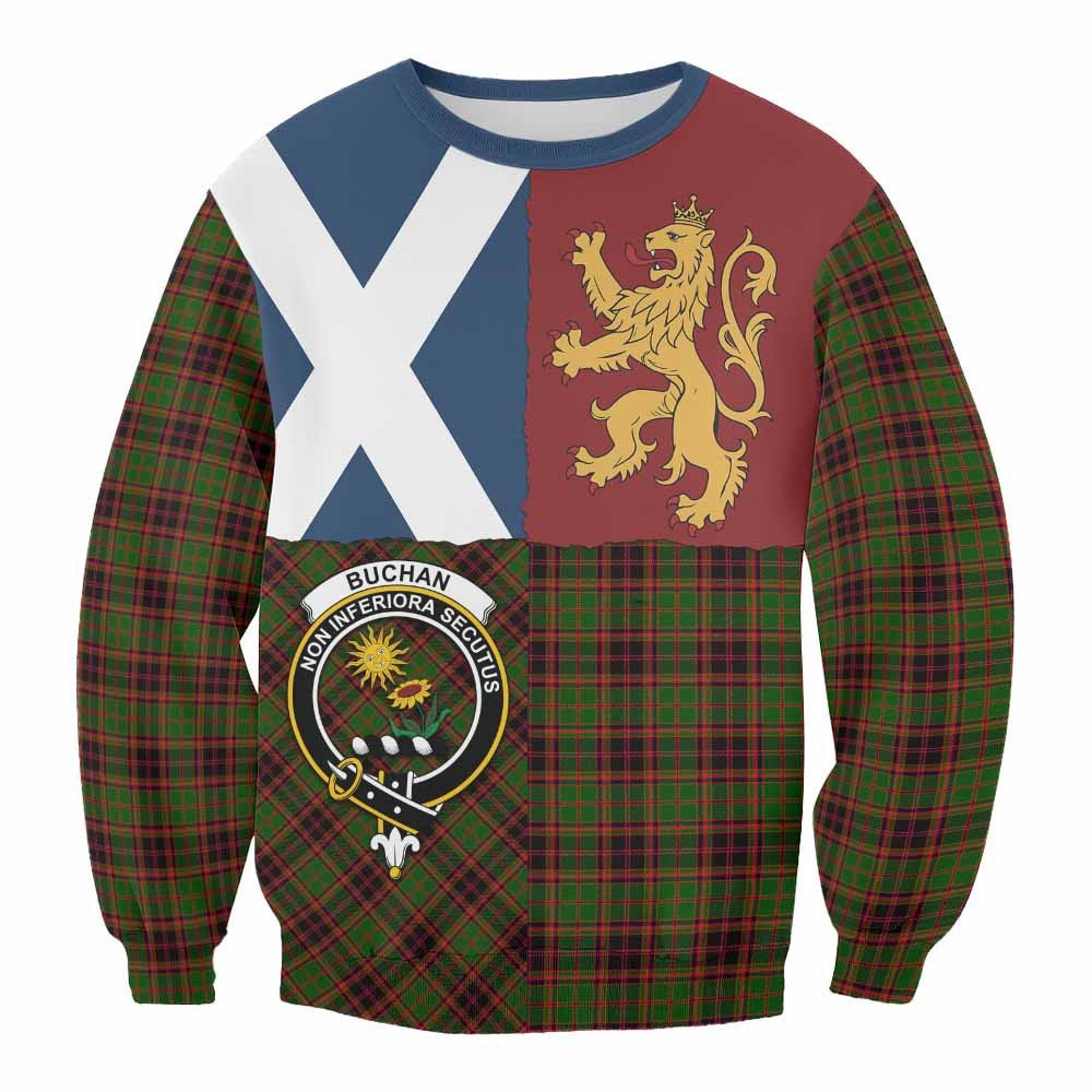 ScotsTee Shop Buchan Crest Tartan Sweatshirt with Lion Rampant Saltire Style