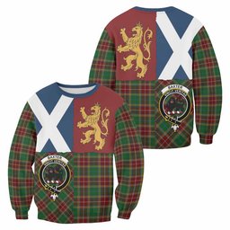 ScotsTee Shop Baxter Crest Tartan Sweatshirt with Lion Rampant Saltire Style