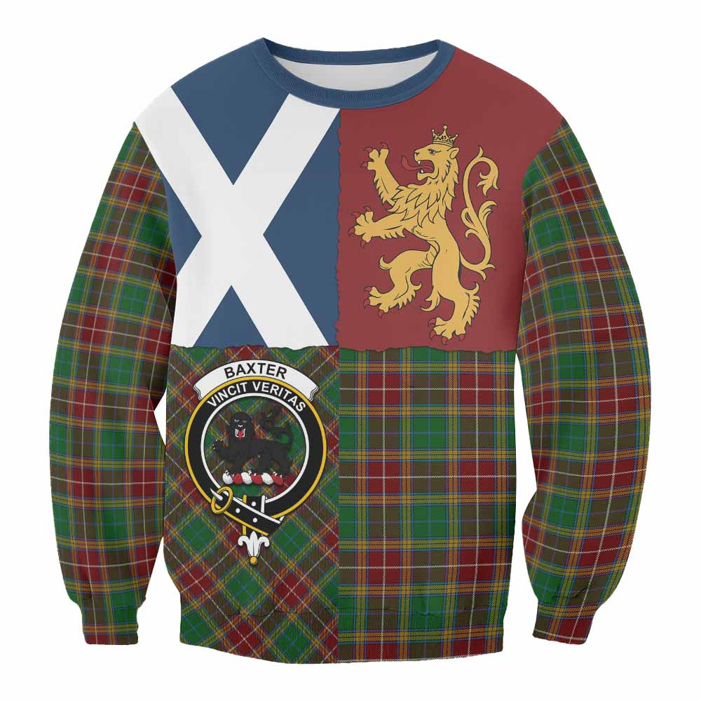 ScotsTee Shop Baxter Crest Tartan Sweatshirt with Lion Rampant Saltire Style