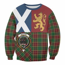 ScotsTee Shop Baxter Crest Tartan Sweatshirt with Lion Rampant Saltire Style