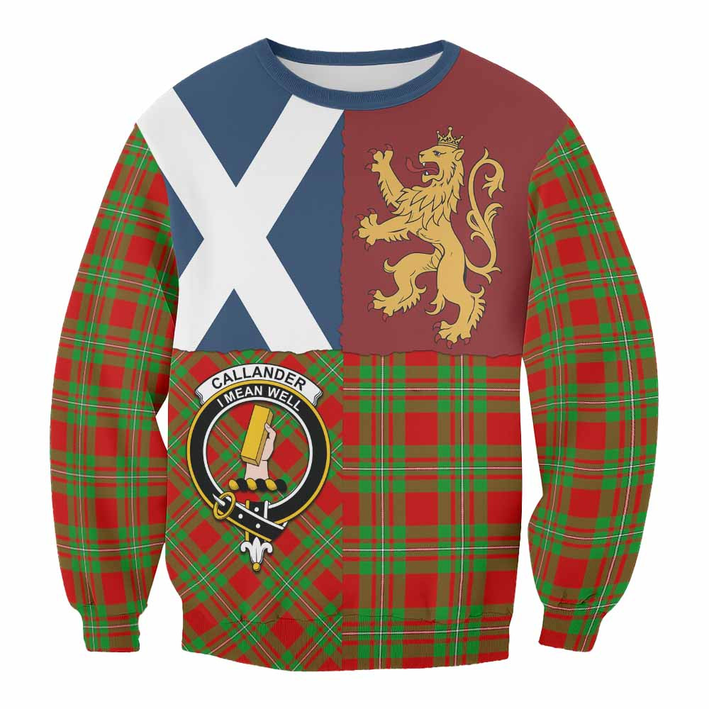 ScotsTee Shop Callander Crest Tartan Sweatshirt with Lion Rampant Saltire Style