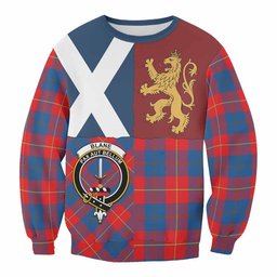 ScotsTee Shop Blane Crest Tartan Sweatshirt with Lion Rampant Saltire Style