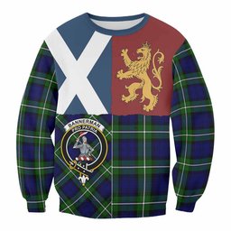 ScotsTee Shop Bannerman Crest Tartan Sweatshirt with Lion Rampant Saltire Style