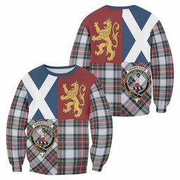 ScotsTee Shop Dennistoun Crest Tartan Sweatshirt with Lion Rampant Saltire Style