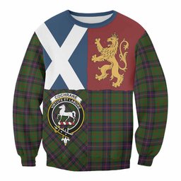 ScotsTee Shop Cochrane Crest Tartan Sweatshirt with Lion Rampant Saltire Style