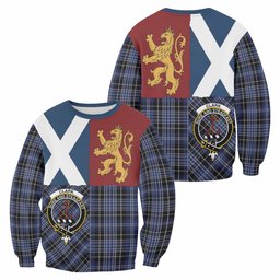 ScotsTee Shop Clark (Clarke) Crest Tartan Sweatshirt with Lion Rampant Saltire Style