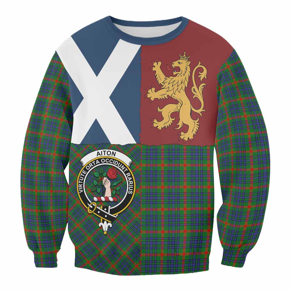 ScotsTee Shop Aiton Crest Tartan Sweatshirt with Lion Rampant Saltire Style
