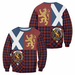 ScotsTee Shop Brown (Broun) Crest Tartan Sweatshirt with Lion Rampant Saltire Style