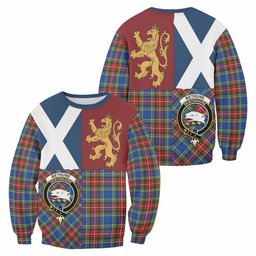 ScotsTee Shop Bethune Crest Tartan Sweatshirt with Lion Rampant Saltire Style