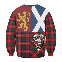 ScotsTee Shop Belshes (Belsches) Crest Tartan Sweatshirt with Lion Rampant Saltire Style