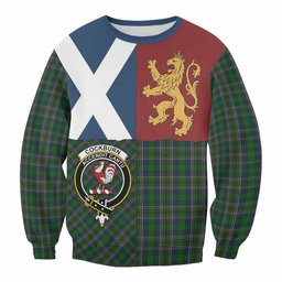ScotsTee Shop Cockburn Crest Tartan Sweatshirt with Lion Rampant Saltire Style