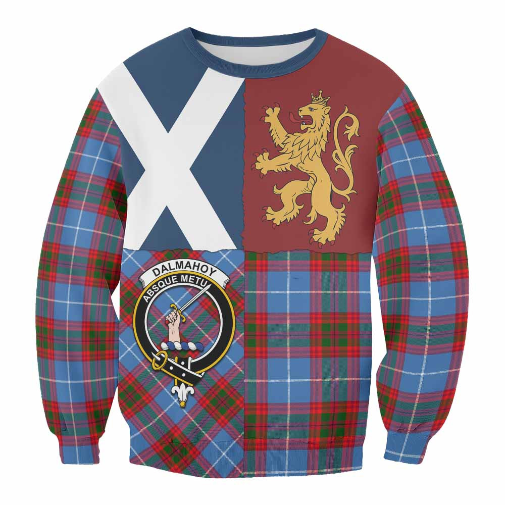 ScotsTee Shop Dalmahoy Crest Tartan Sweatshirt with Lion Rampant Saltire Style