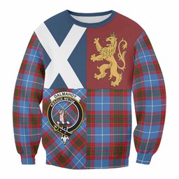 ScotsTee Shop Dalmahoy Crest Tartan Sweatshirt with Lion Rampant Saltire Style