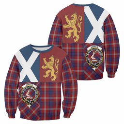 ScotsTee Shop Ainslie Crest Tartan Sweatshirt with Lion Rampant Saltire Style