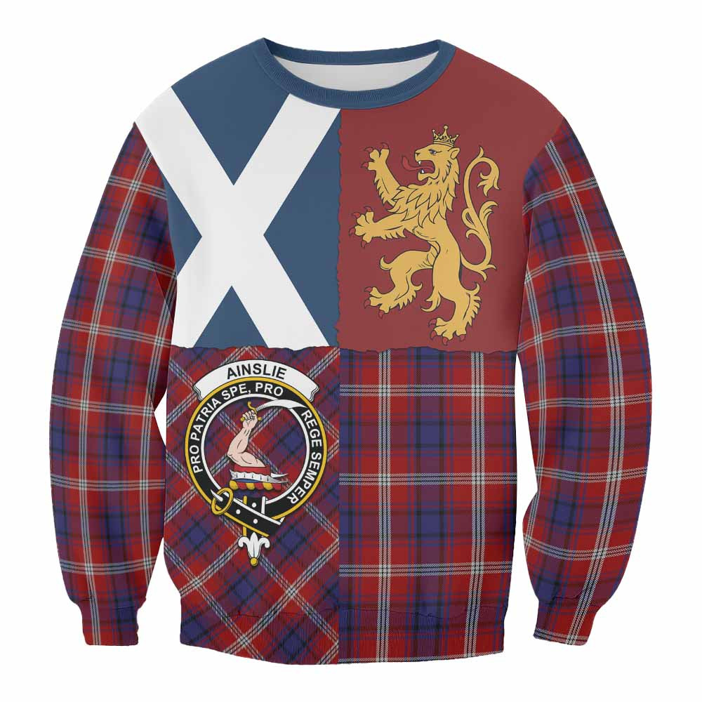 ScotsTee Shop Ainslie Crest Tartan Sweatshirt with Lion Rampant Saltire Style
