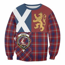 ScotsTee Shop Ainslie Crest Tartan Sweatshirt with Lion Rampant Saltire Style