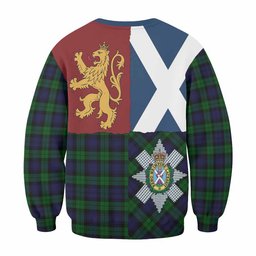 ScotsTee Shop Black Watch Crest Tartan Sweatshirt with Lion Rampant Saltire Style