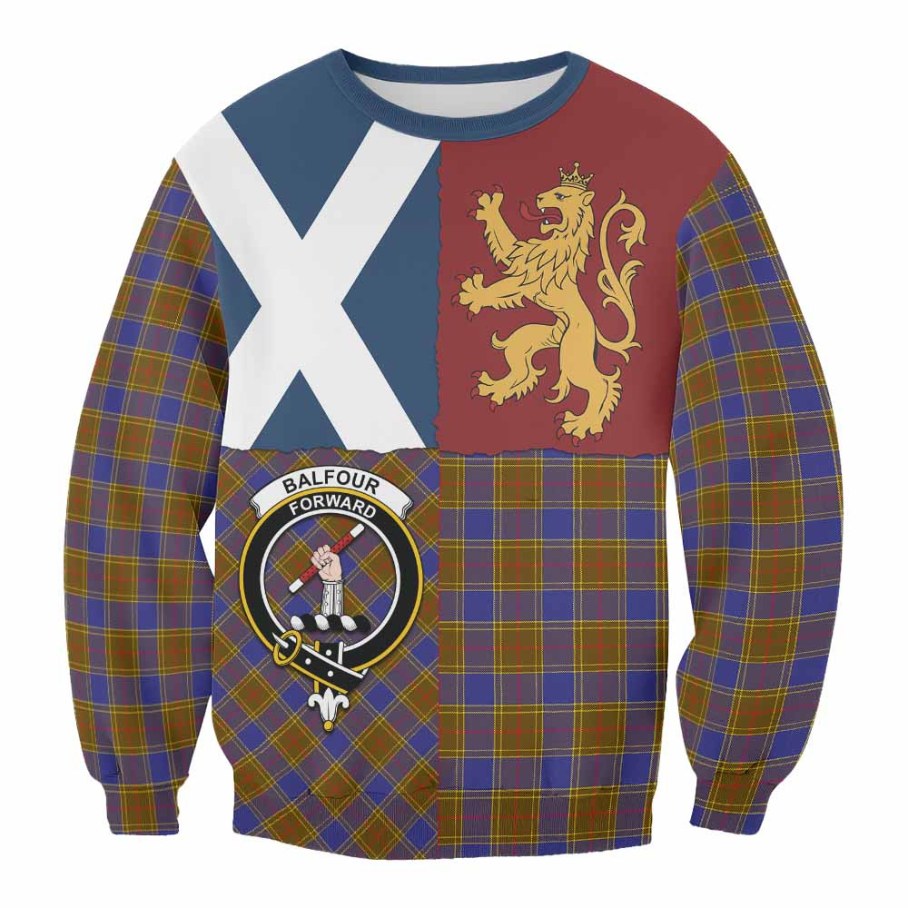 ScotsTee Shop Balfour Crest Tartan Sweatshirt with Lion Rampant Saltire Style
