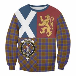 ScotsTee Shop Balfour Crest Tartan Sweatshirt with Lion Rampant Saltire Style