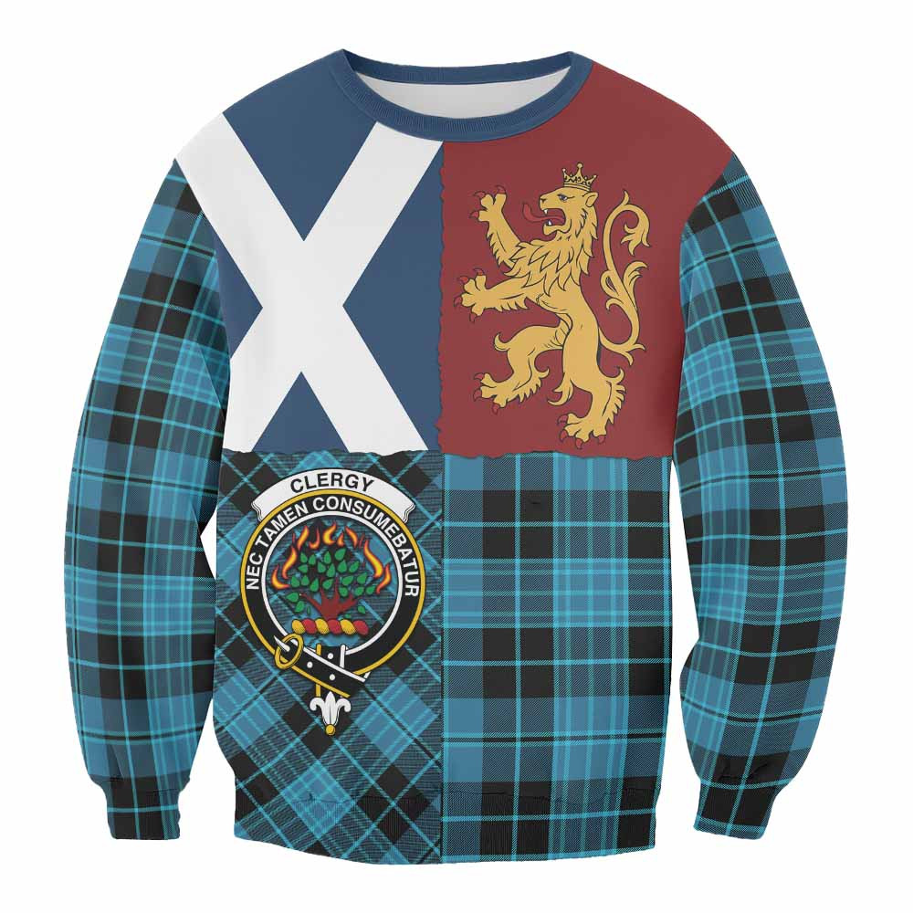 ScotsTee Shop Clergy Crest Tartan Sweatshirt with Lion Rampant Saltire Style
