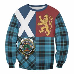ScotsTee Shop Clergy Crest Tartan Sweatshirt with Lion Rampant Saltire Style