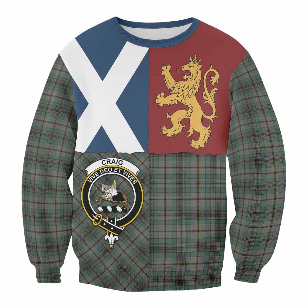 ScotsTee Shop Craig Crest Tartan Sweatshirt with Lion Rampant Saltire Style