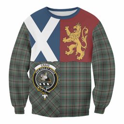 ScotsTee Shop Craig Crest Tartan Sweatshirt with Lion Rampant Saltire Style
