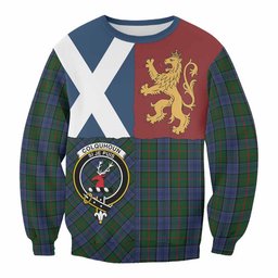 ScotsTee Shop Colquhoun Crest Tartan Sweatshirt with Lion Rampant Saltire Style