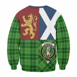 ScotsTee Shop Clephane (Clephan) Crest Tartan Sweatshirt with Lion Rampant Saltire Style