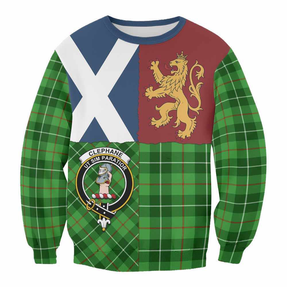 ScotsTee Shop Clephane (Clephan) Crest Tartan Sweatshirt with Lion Rampant Saltire Style