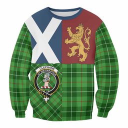 ScotsTee Shop Clephane (Clephan) Crest Tartan Sweatshirt with Lion Rampant Saltire Style