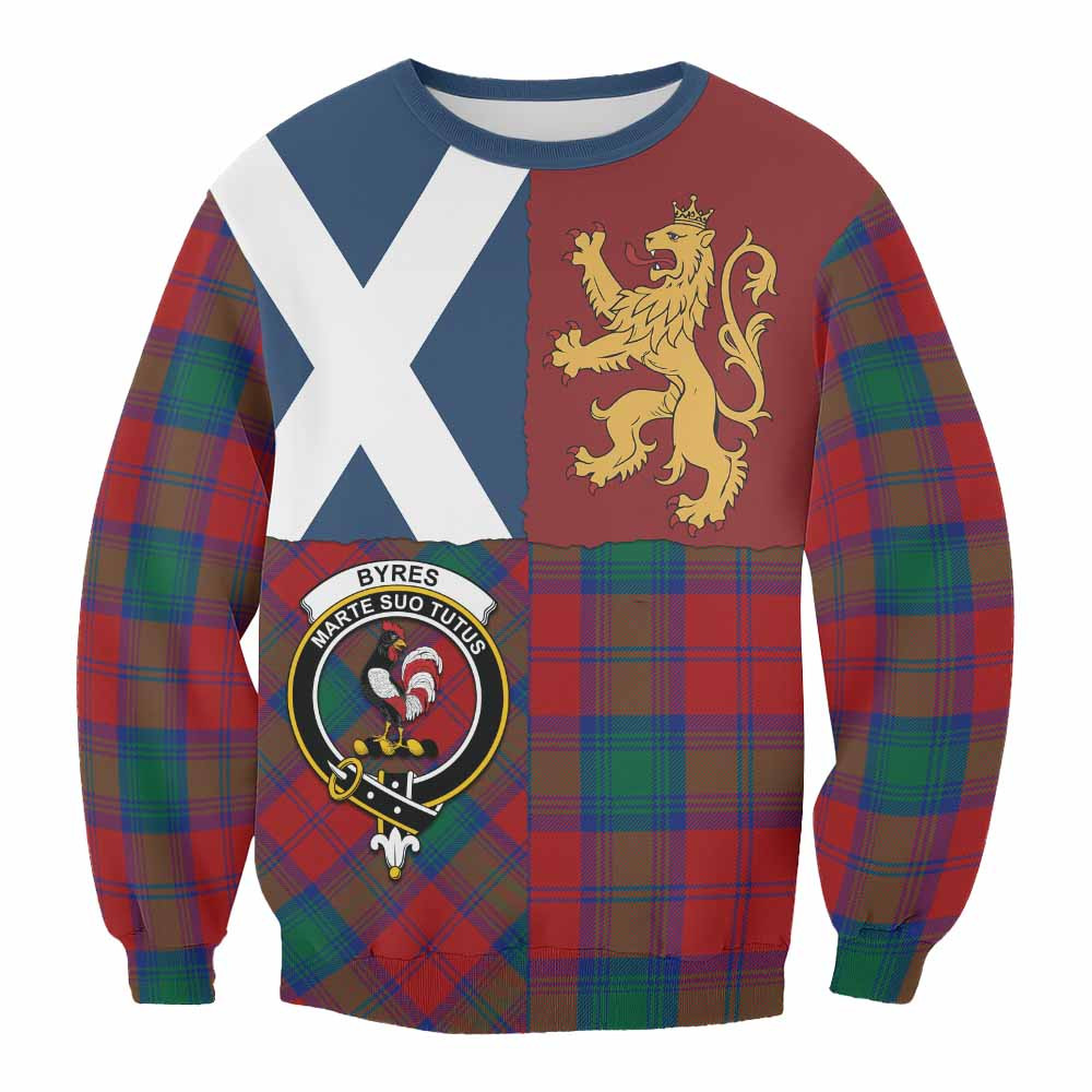 ScotsTee Shop Byres (Byses) Crest Tartan Sweatshirt with Lion Rampant Saltire Style